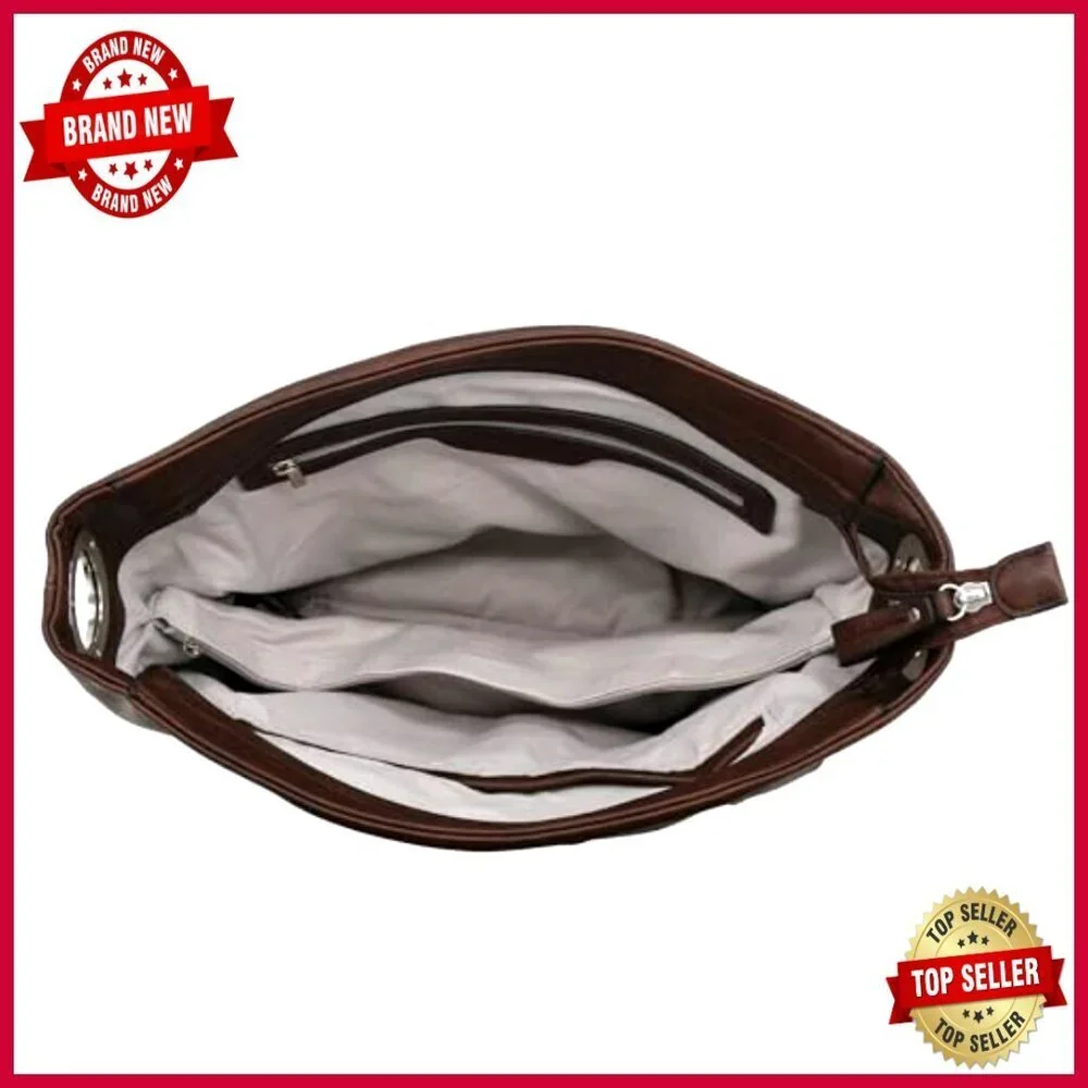 Large Faux Leather Hobo Bag with Snap Hook Hardware, Zipper Pockets